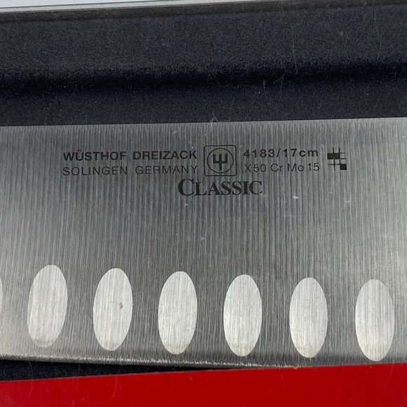 (Sold)Wusthof Classic Granton Santoku Knife Chef Hollow Edge 4183-17cm - Picture 8 of 9